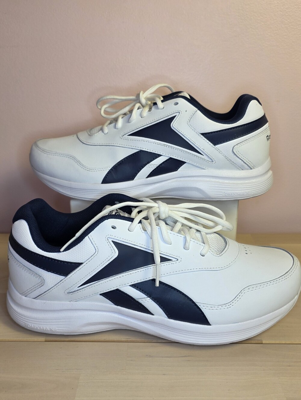 Reebok White and Navy Men's Lace-Up Sneakers